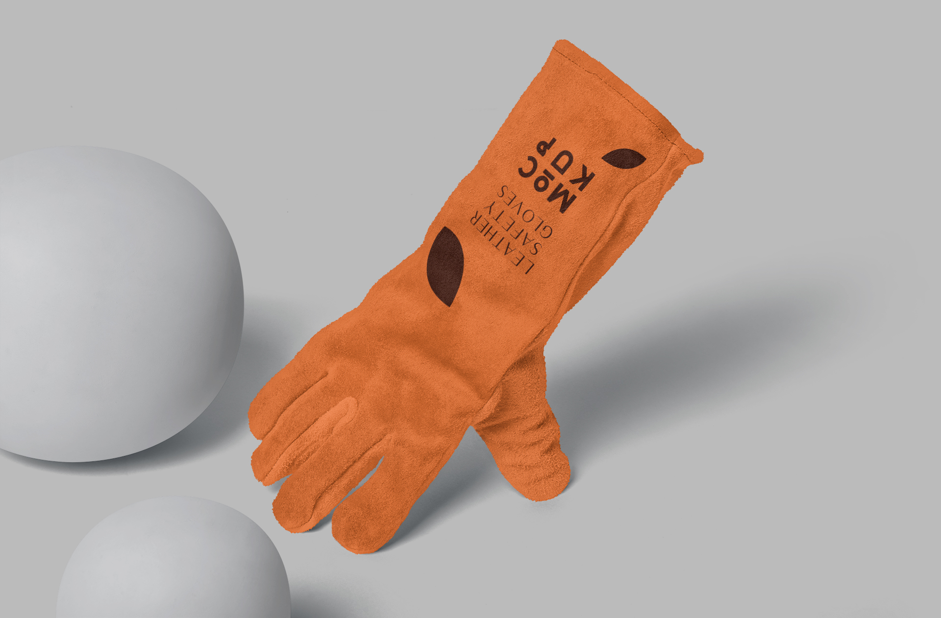 Folded Leather Safety Gloves Mockup for Branding