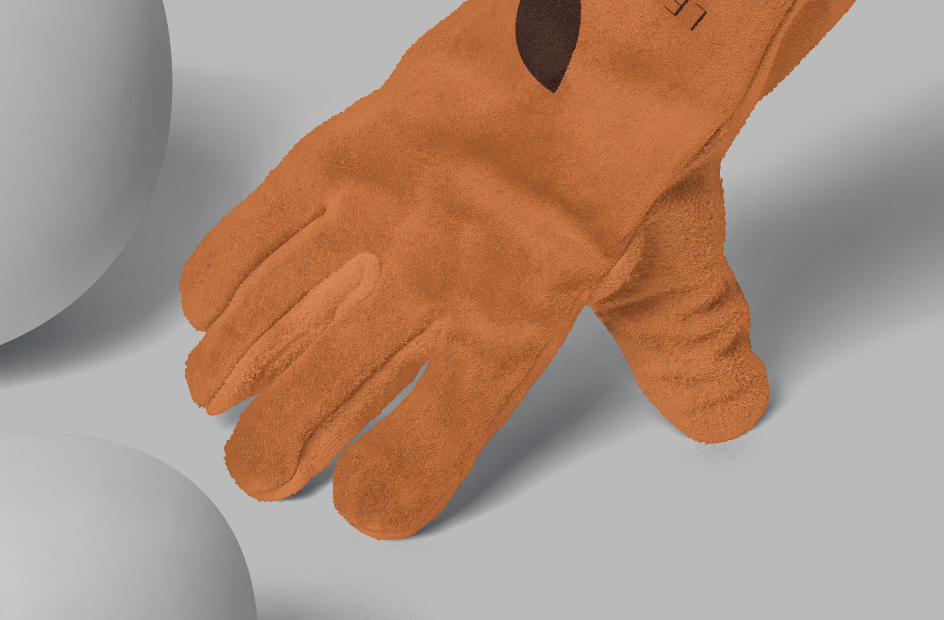 Folded Leather Safety Gloves Mockup for Branding