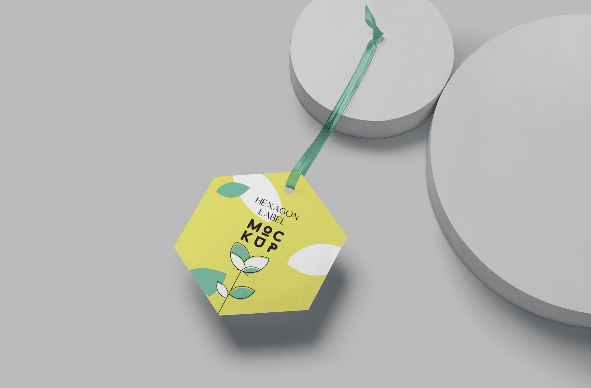 Realistic Hexagon Label Mockup for Product Tags