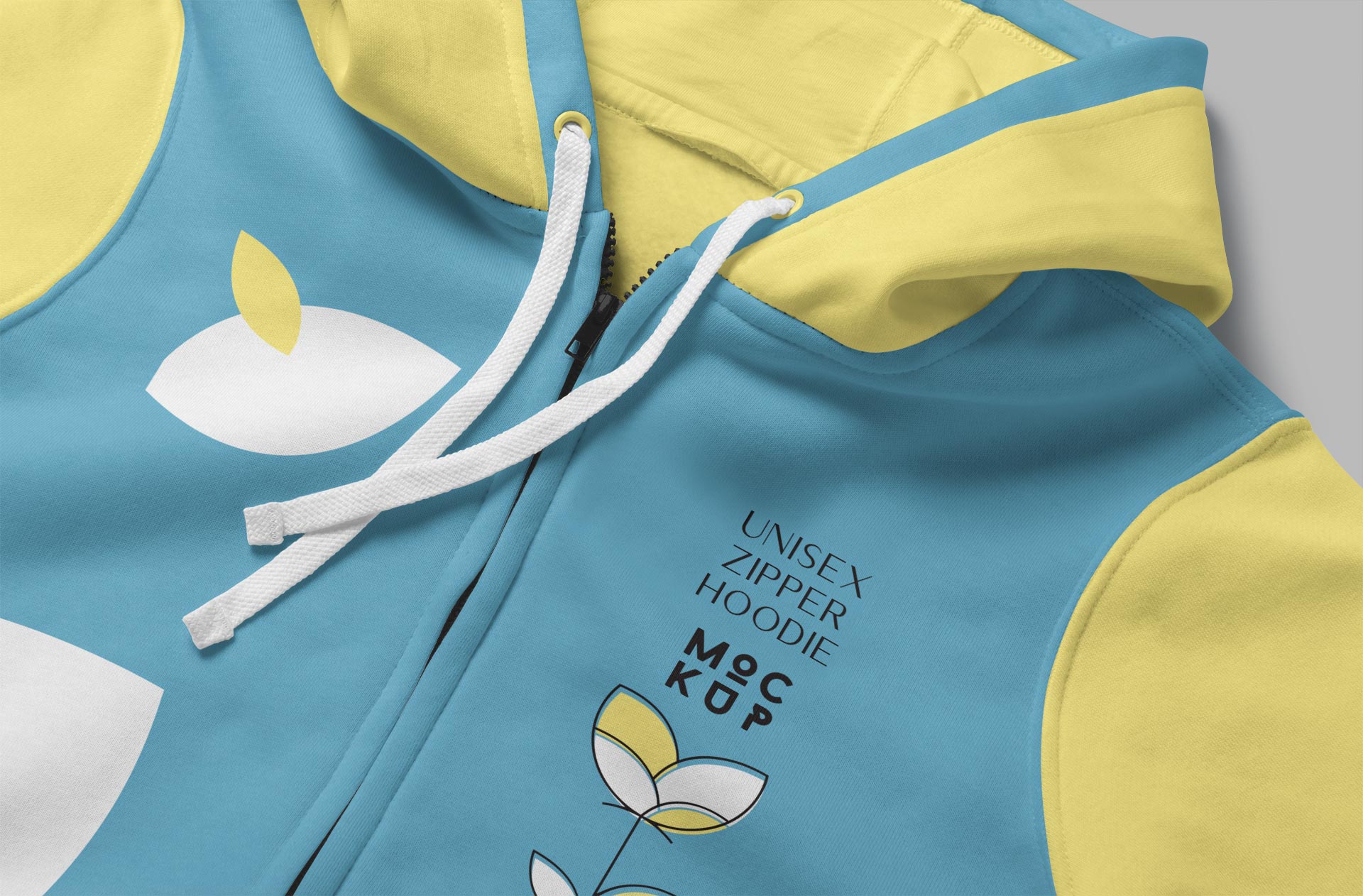 Back View of Unisex Zipper Hoodie Mockup with Design