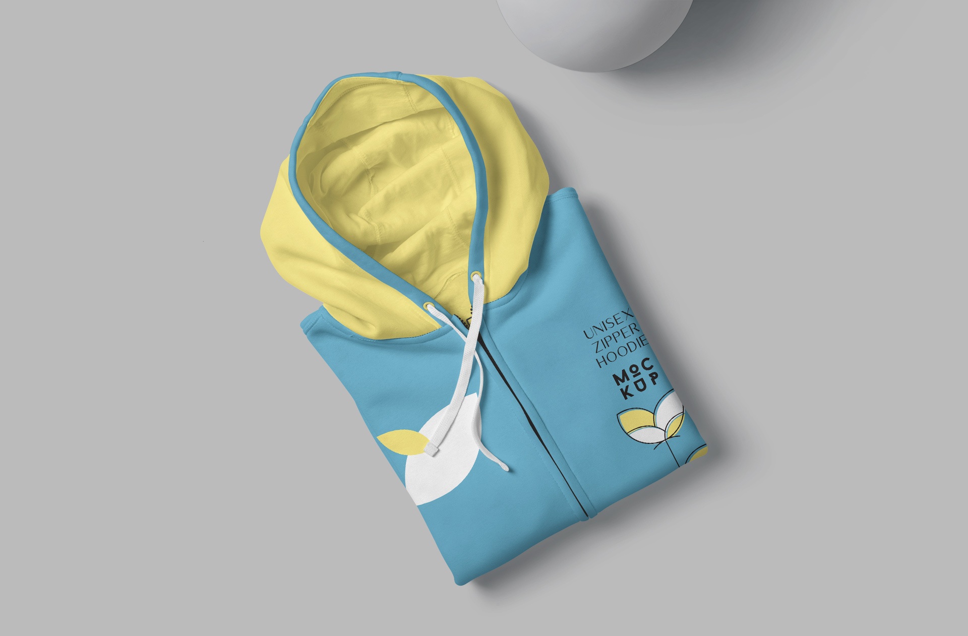 Close-Up of Unisex Zipper Hoodie Mockup with Design