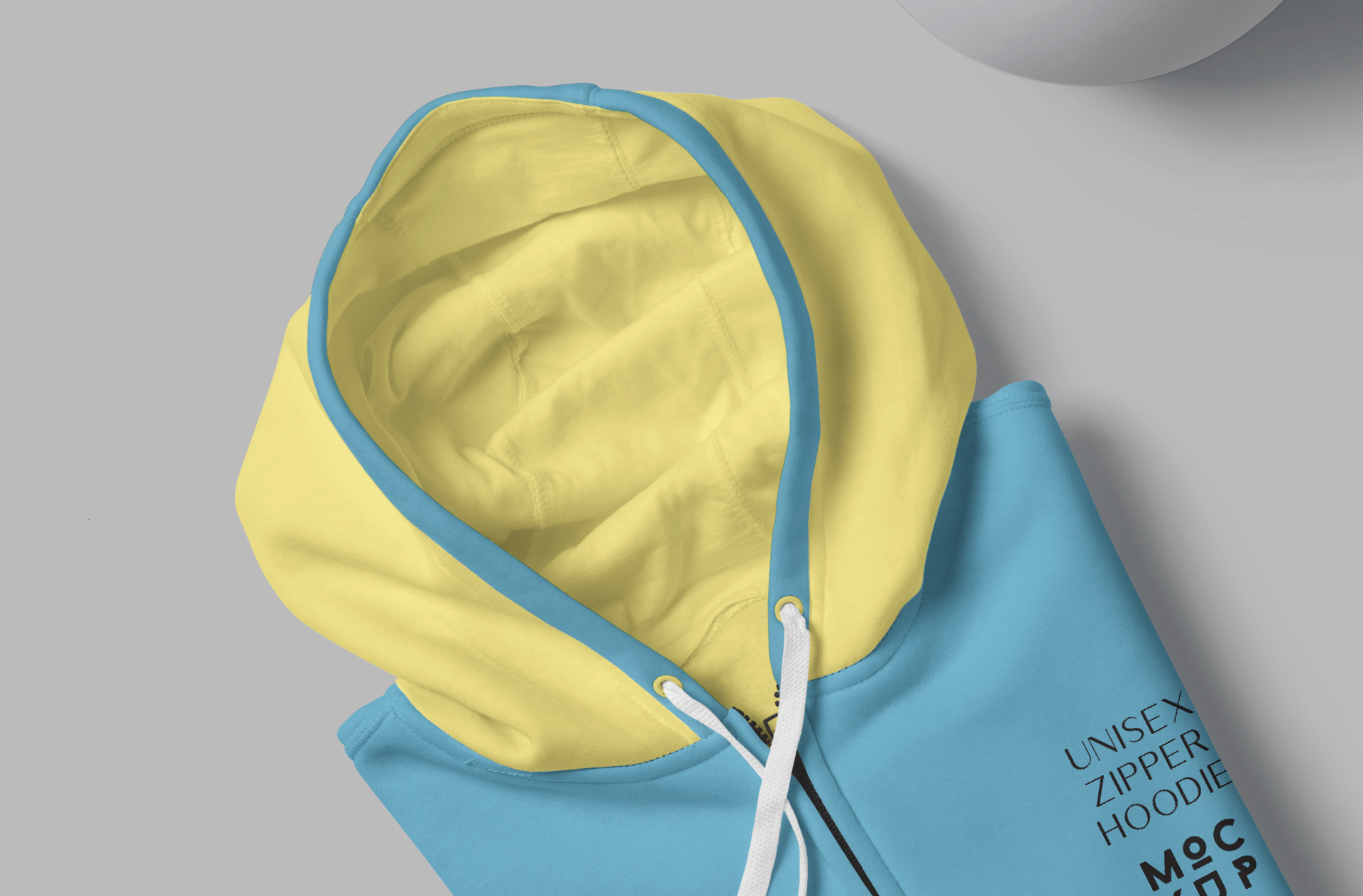 Close-Up of Unisex Zipper Hoodie Mockup with Design