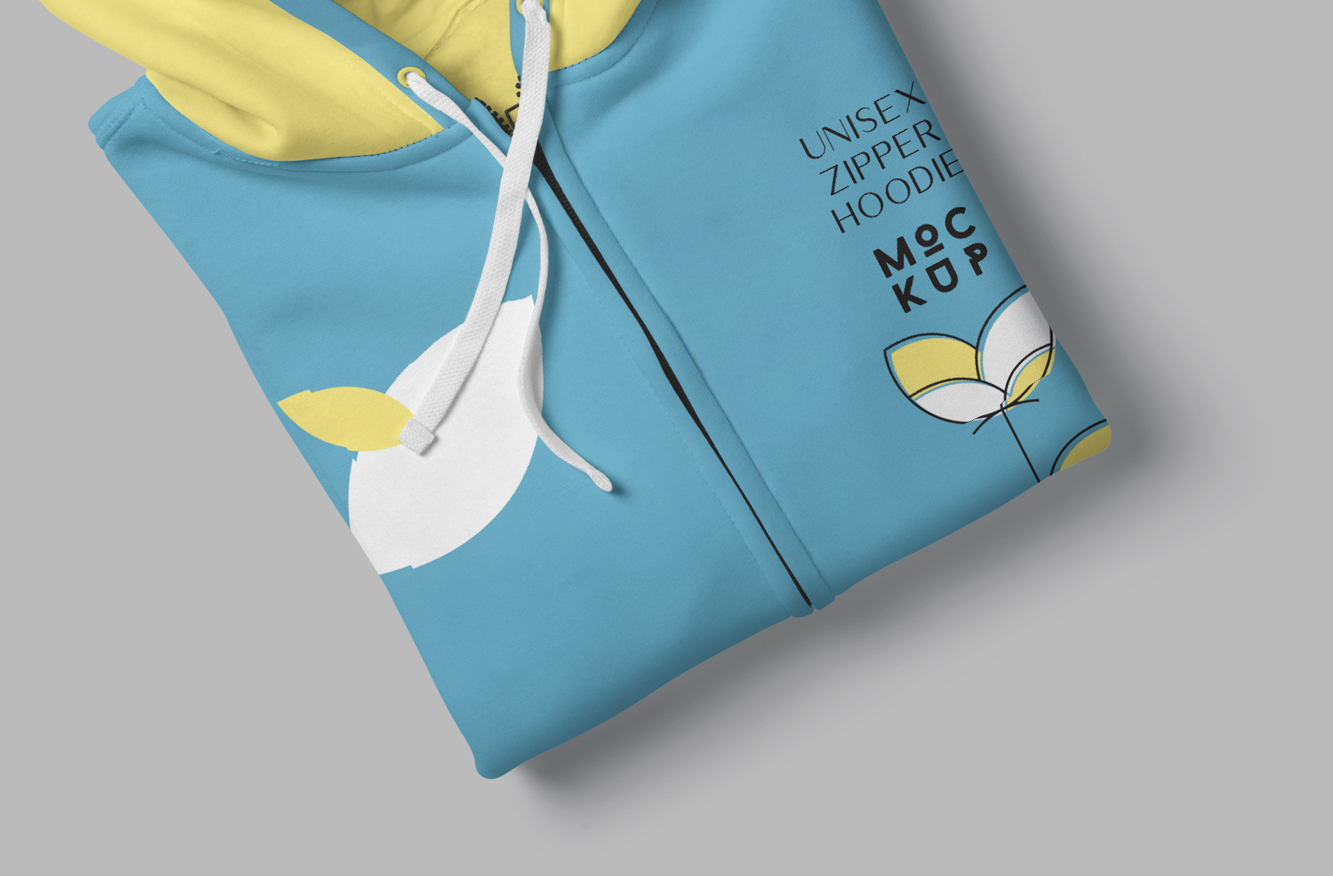 Close-Up of Unisex Zipper Hoodie Mockup with Design