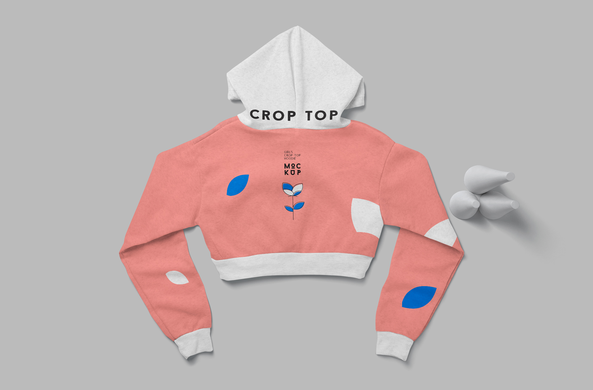 Back View of Girls Crop Top Hoodie Mockup with Design