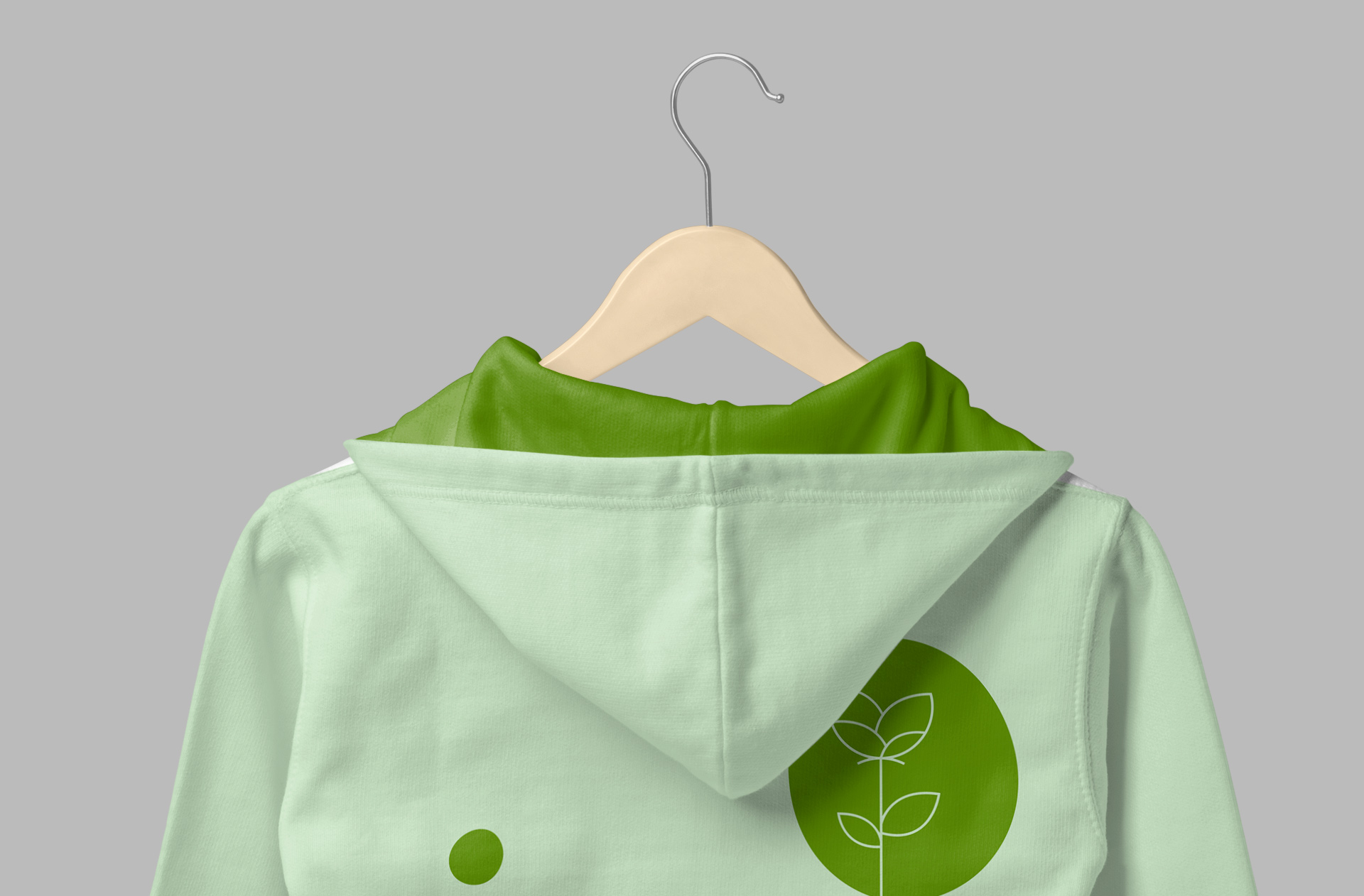 Back View of Hanging Kids Hoodie Mockup with Green Design