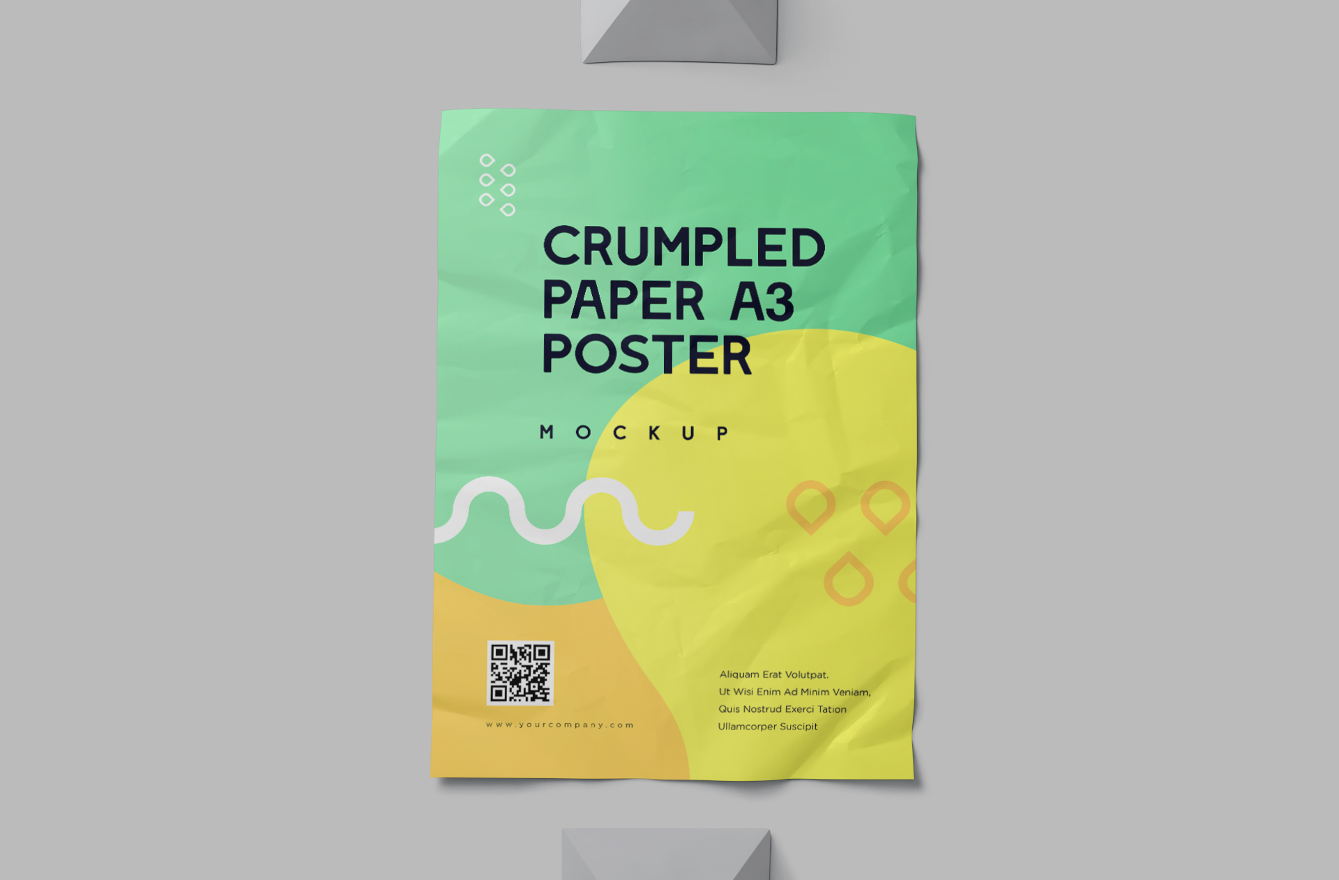 Realistic Crumpled A3 Poster Mockup for Advertising