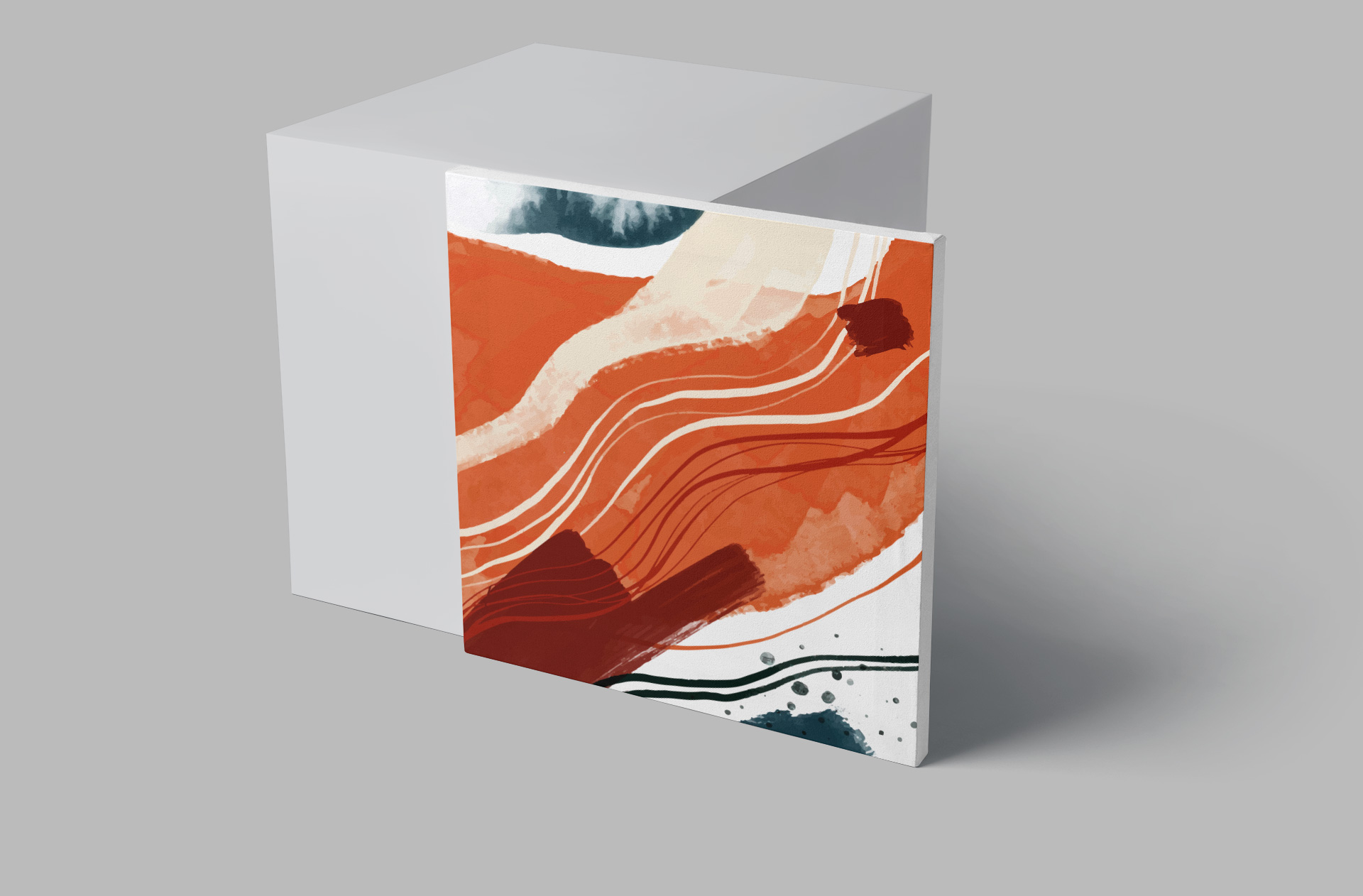 Square Canvas Art Mockup with Realistic Design
