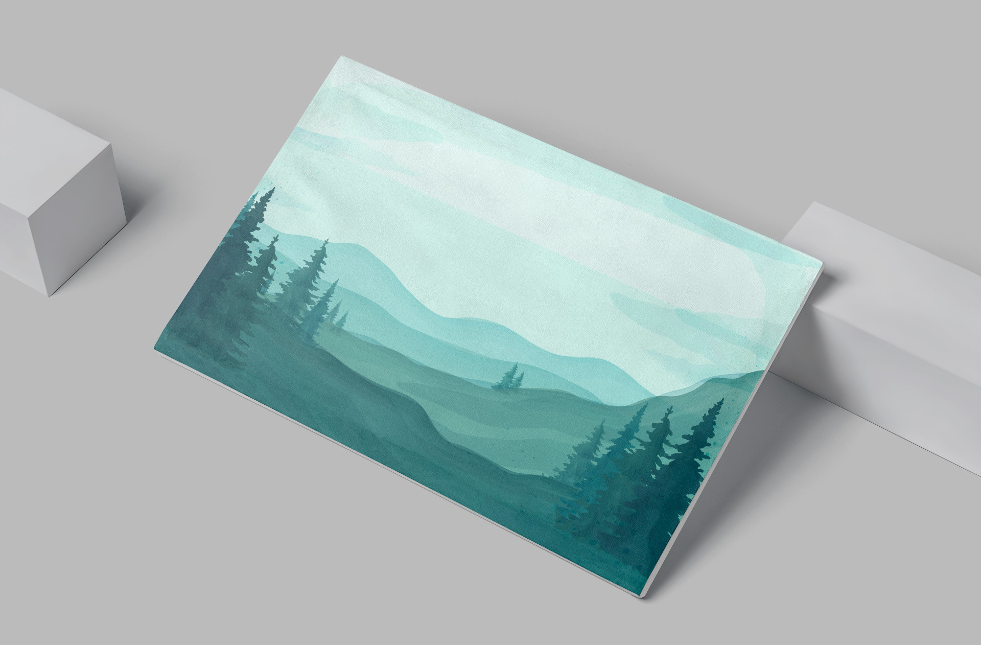 Realistic Horizontal Canvas Mockup with Scenic Forest