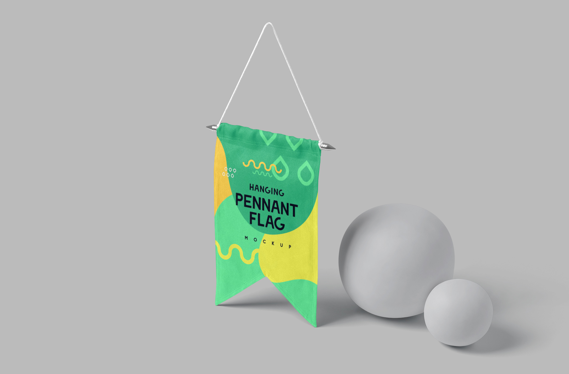 Vertical Hanging Pennant Flag Mockup Design