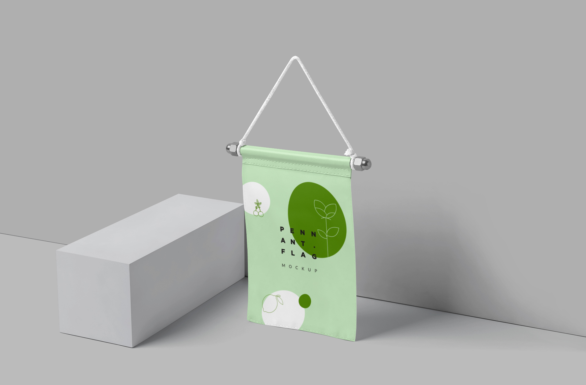 Minimalist Hanging Pennant Flag Mockup Design