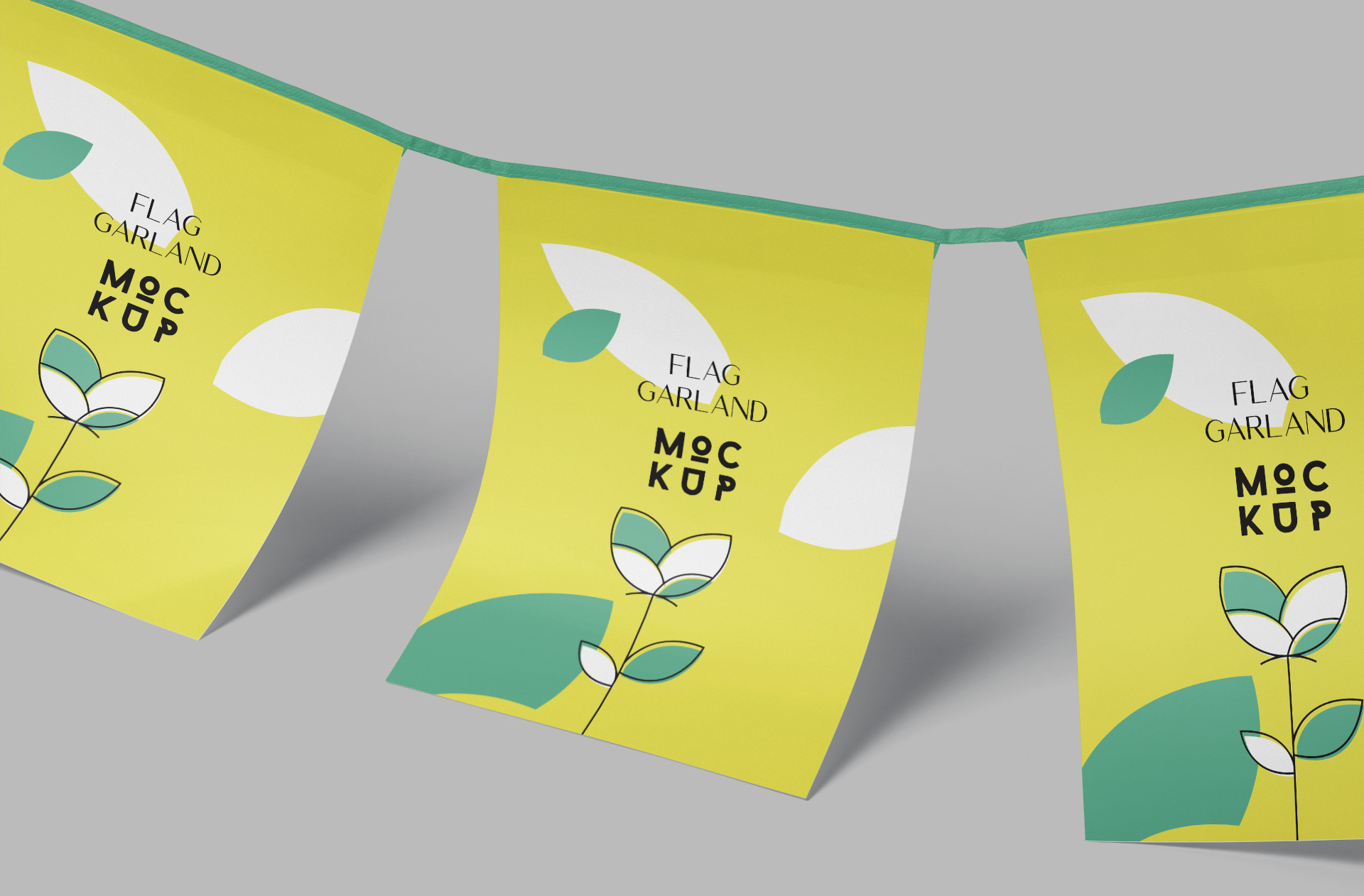Realistic Flag Garland Mockup with Vibrant Colors