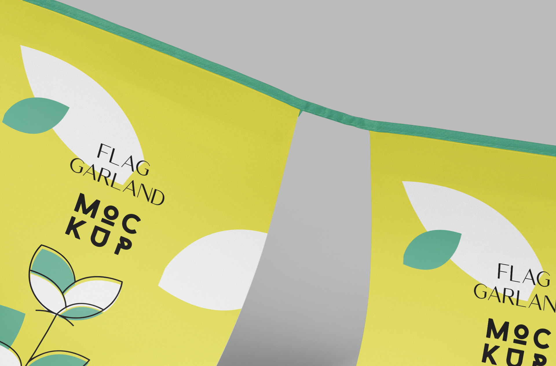 Realistic Flag Garland Mockup with Vibrant Colors