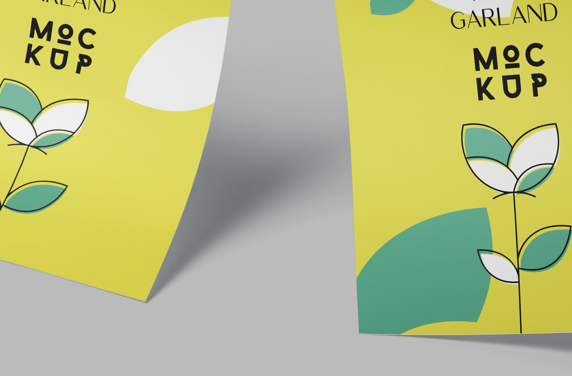 Realistic Flag Garland Mockup with Vibrant Colors