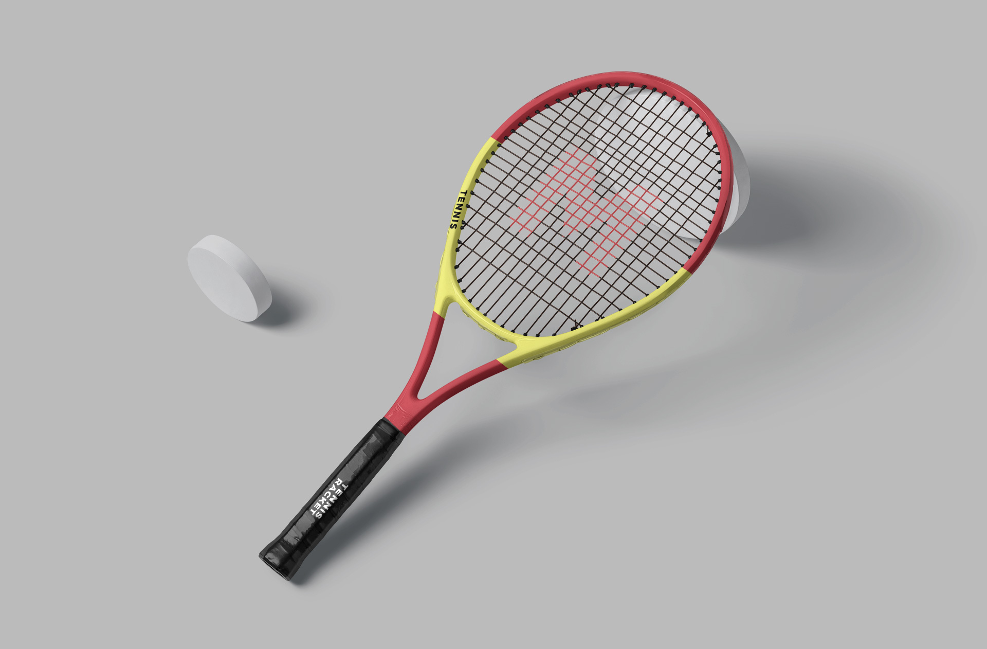 Tennis Racket Mockup Angled Display with Shadows
