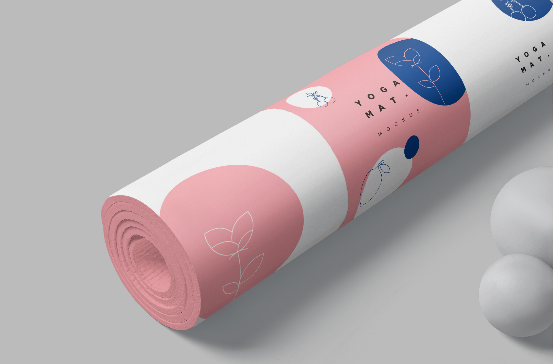 Rolled Yoga Mat Mockup Side View Sports Display