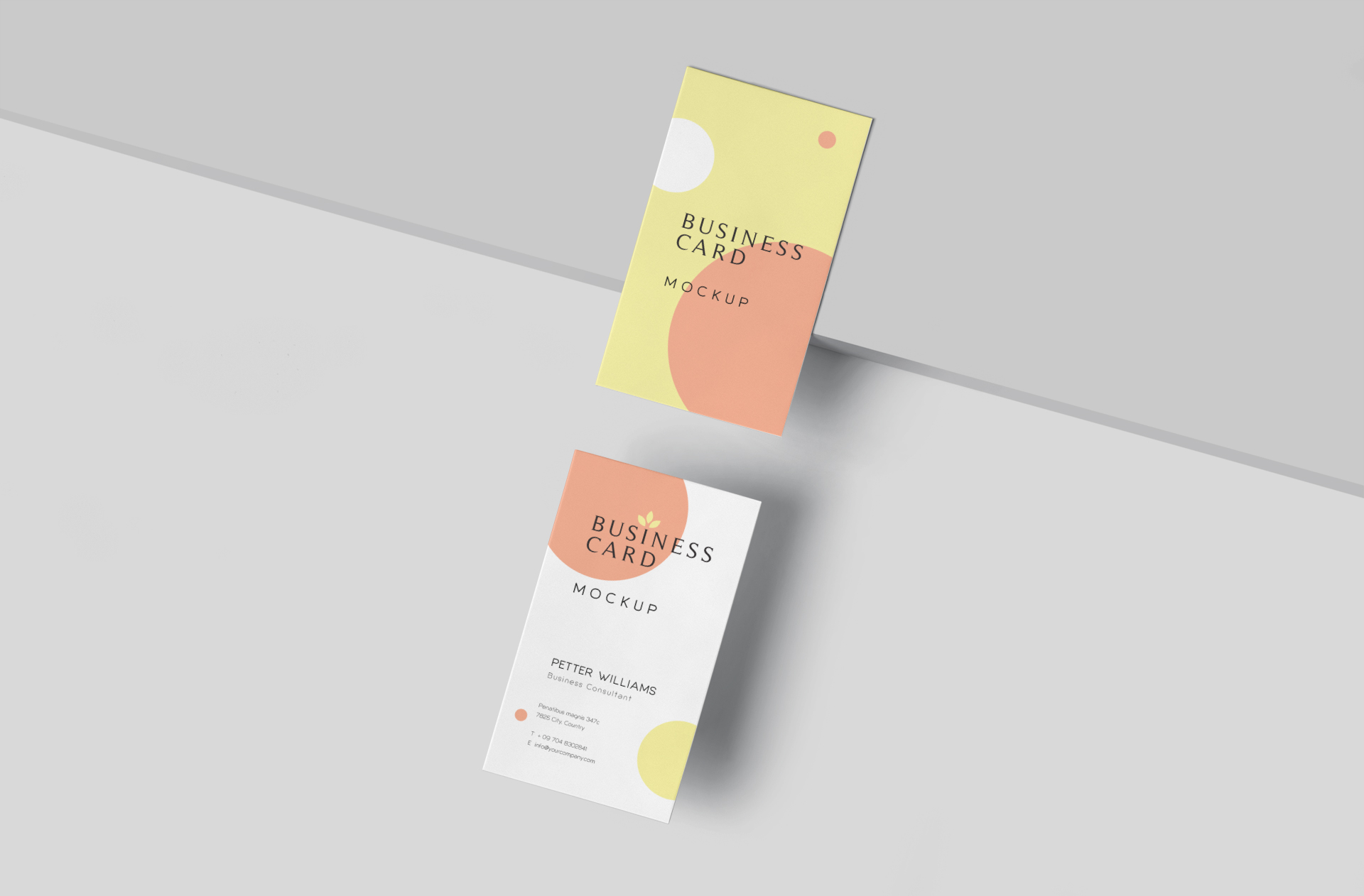 Floating Vertical Business Card Mockup Stylish Display