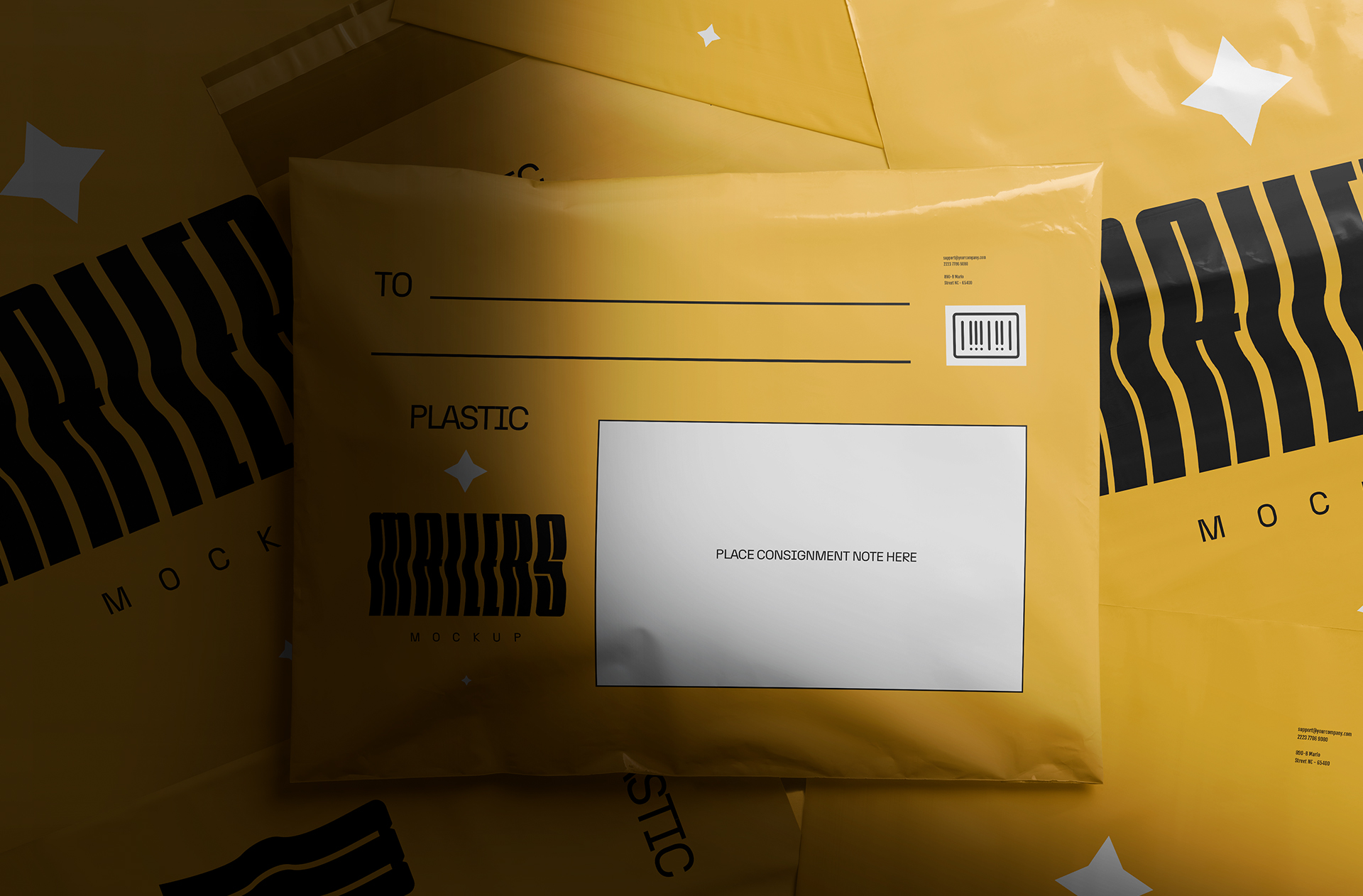 Elegant Courier Shipping Bag Mockup with Address Label