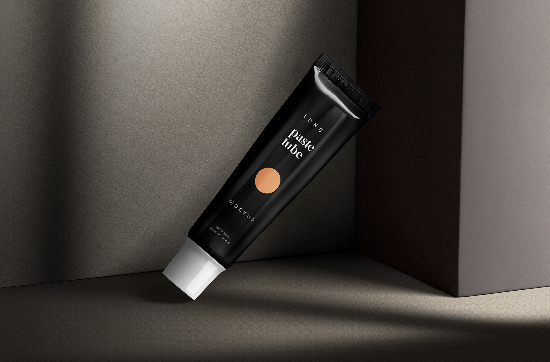 Floating Aluminum Paste Tube Mockup for Product Design