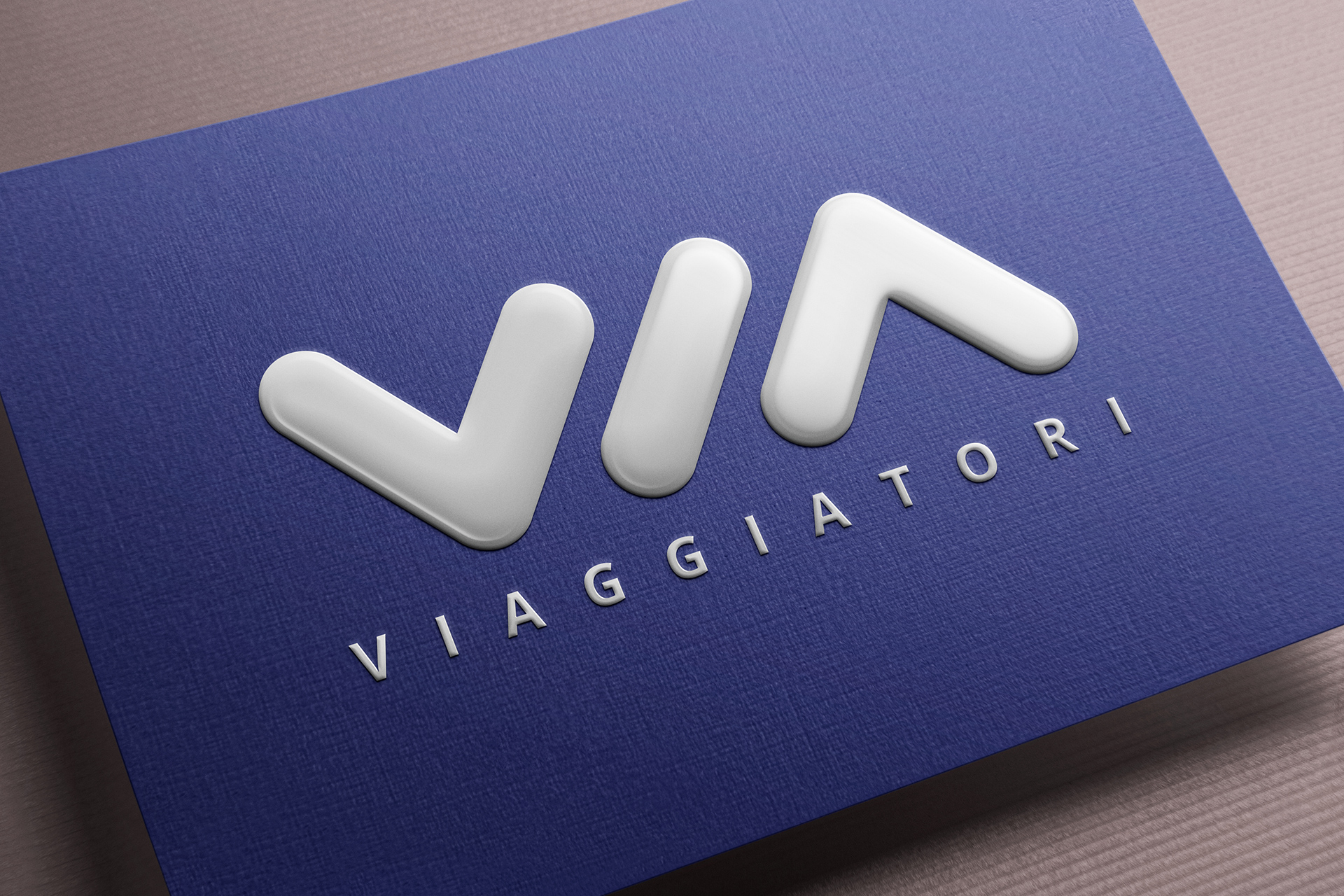 Glossy 3D Logo Mockup on Blue Textured Paper