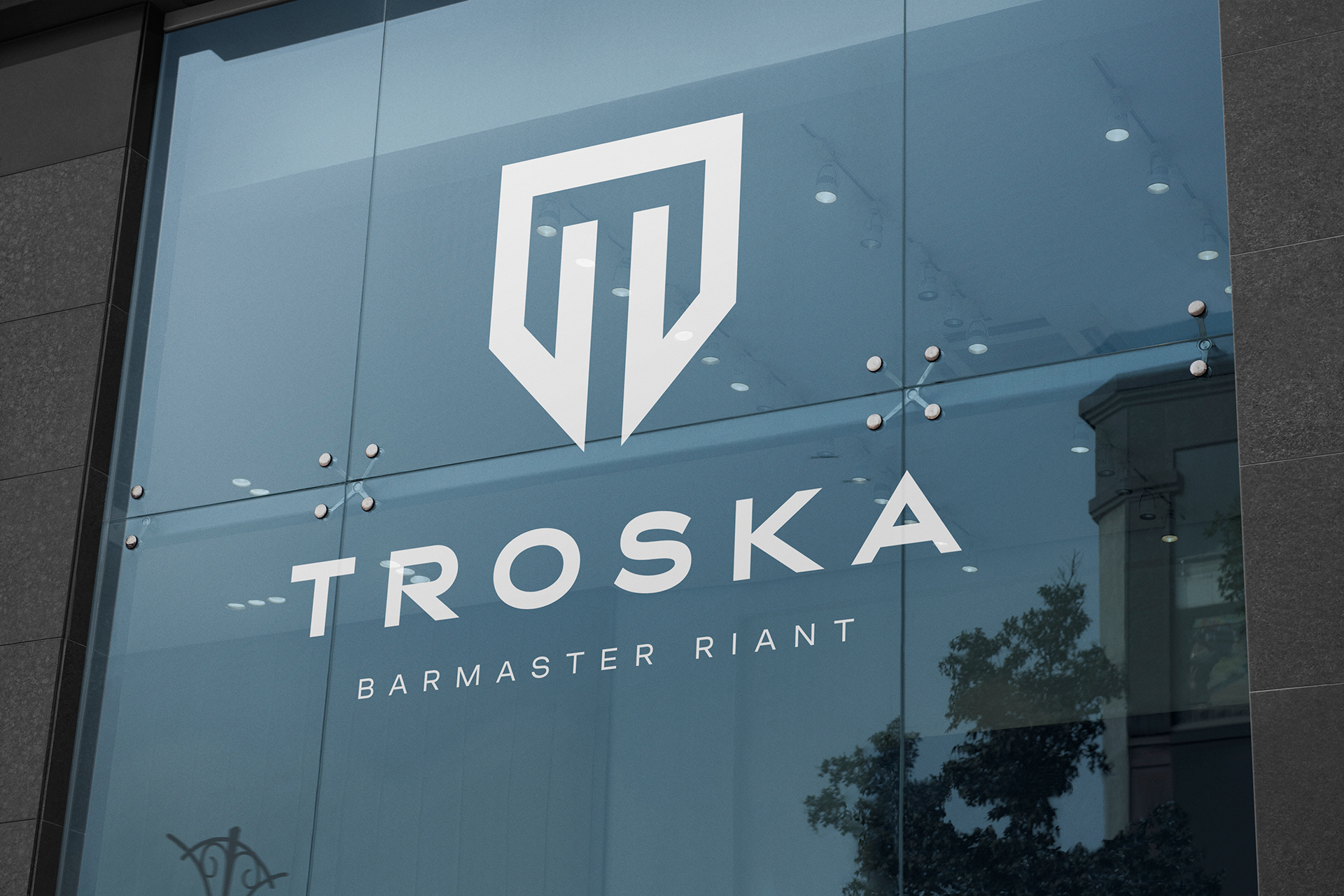 Troska Bar Logo Window Signage Mockup