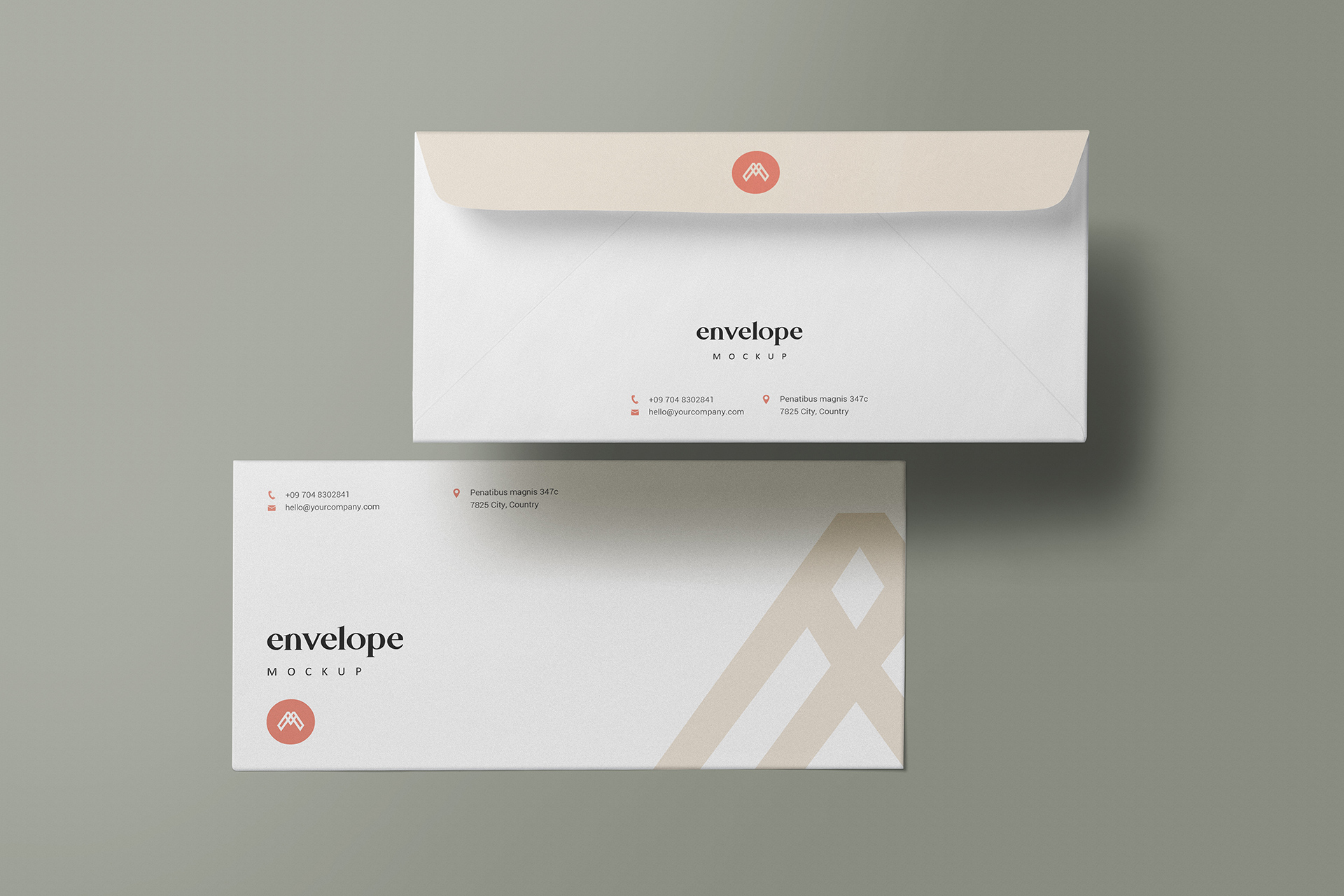 Modern DL Envelope mockup Front and Back