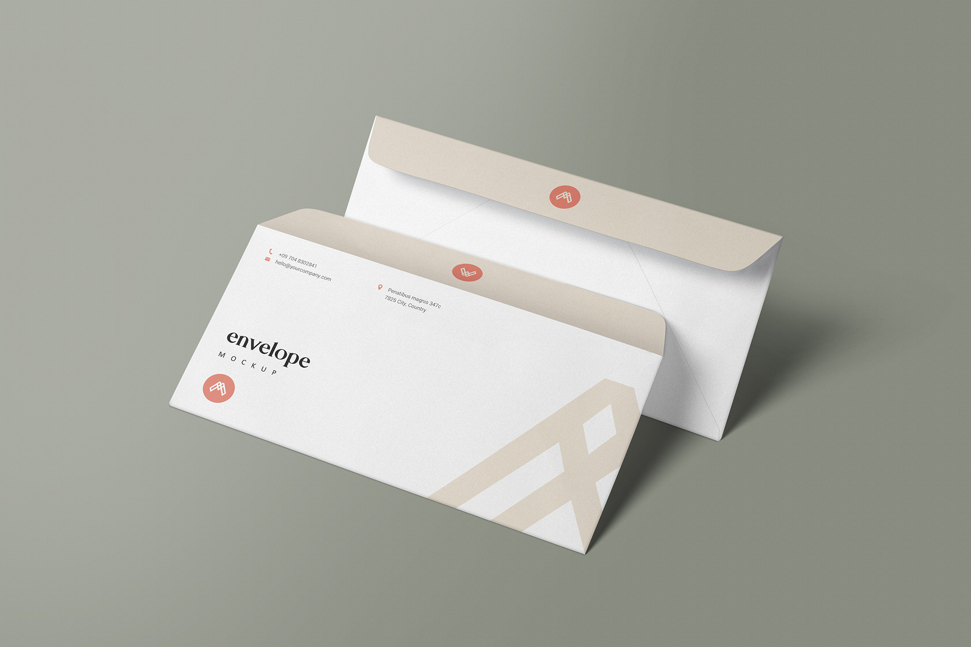 DL Envelope mockup with Flap and Design