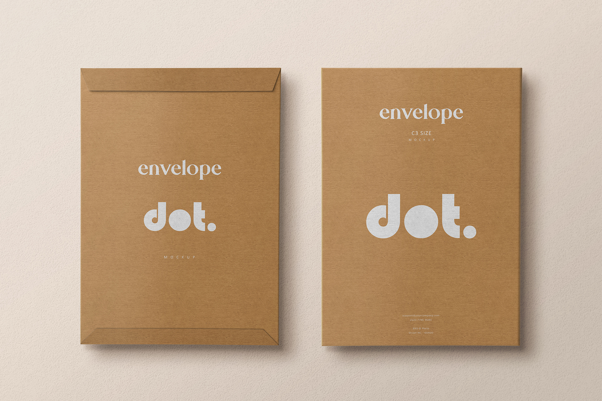 Kraft C5 Envelope mockup Front and Back