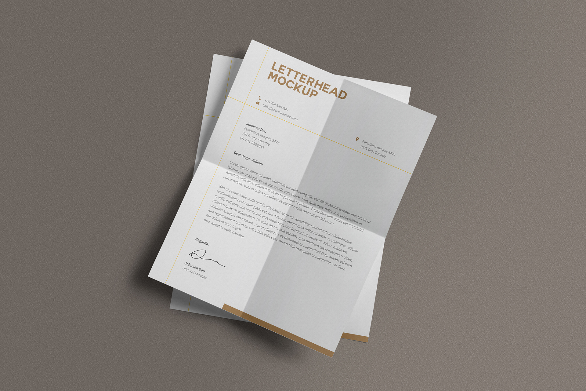 Layered A4 Letterhead Mockup Stack View