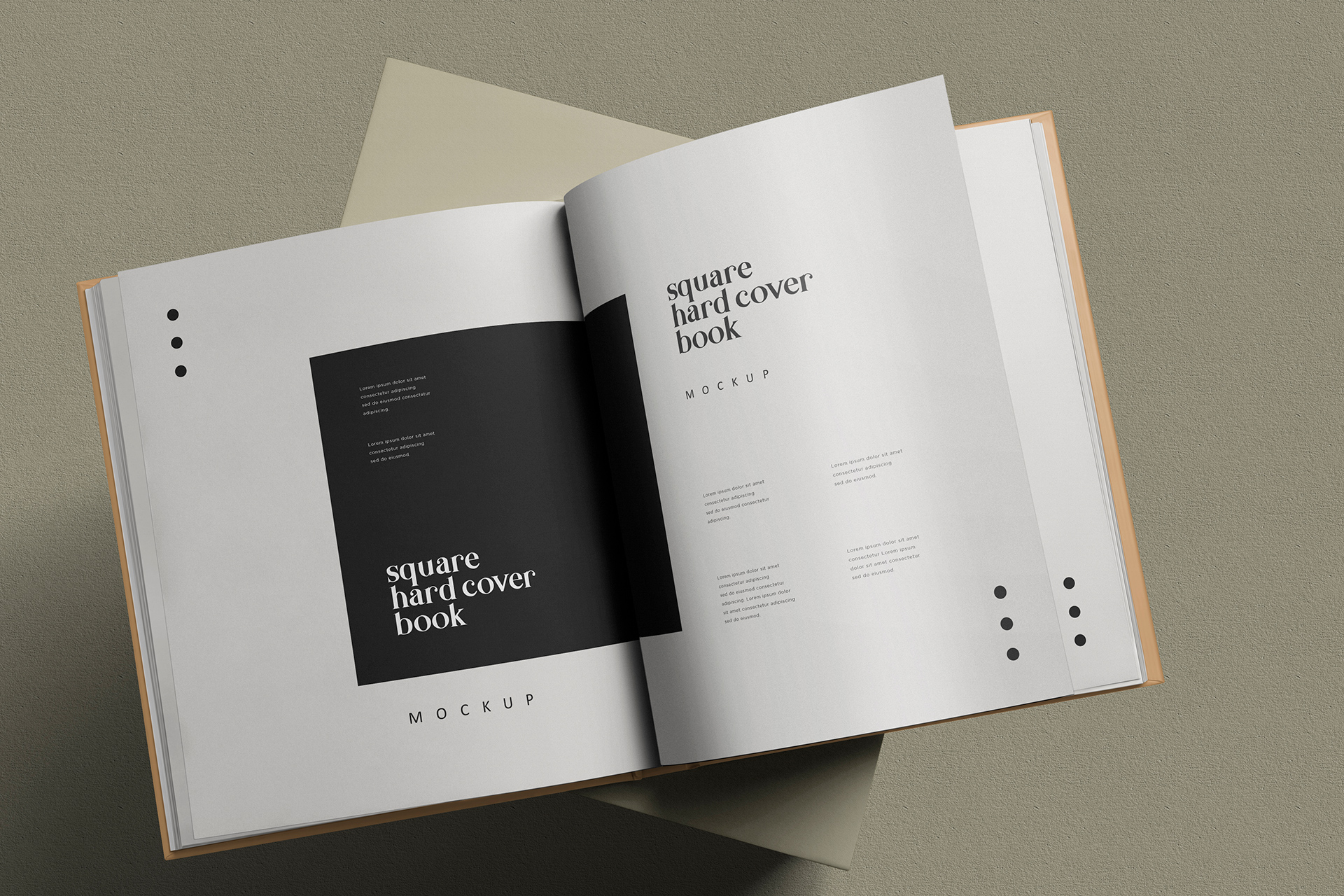 Open Square Book Mockup with Spread