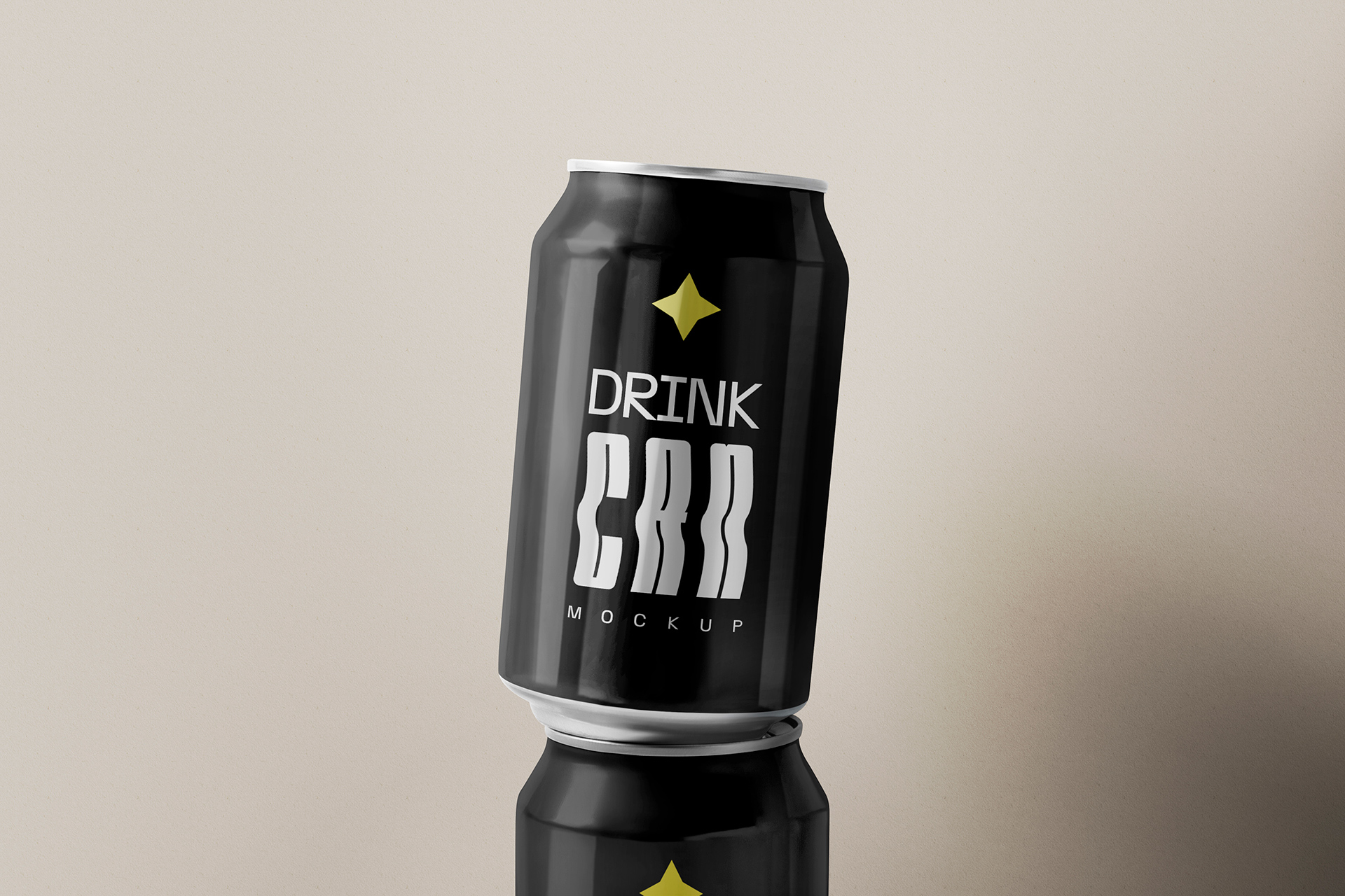 Modern Drink Can Mockup with Reflection