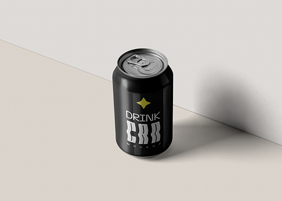 Single Upright Drink Can Mockup