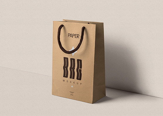Standing Paper Bag mockup with Handles