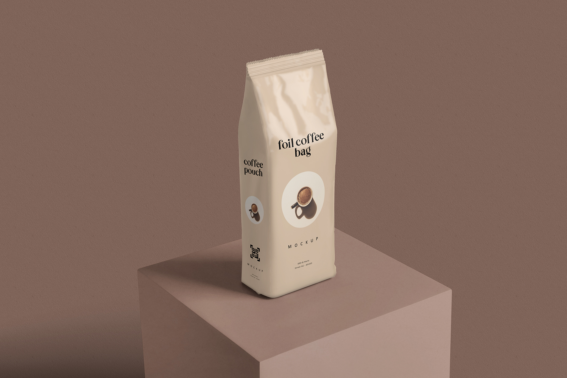 Foil Coffee Bag Mockup with Minimal Design