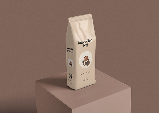 Foil Coffee Bag Mockup with Minimal Design