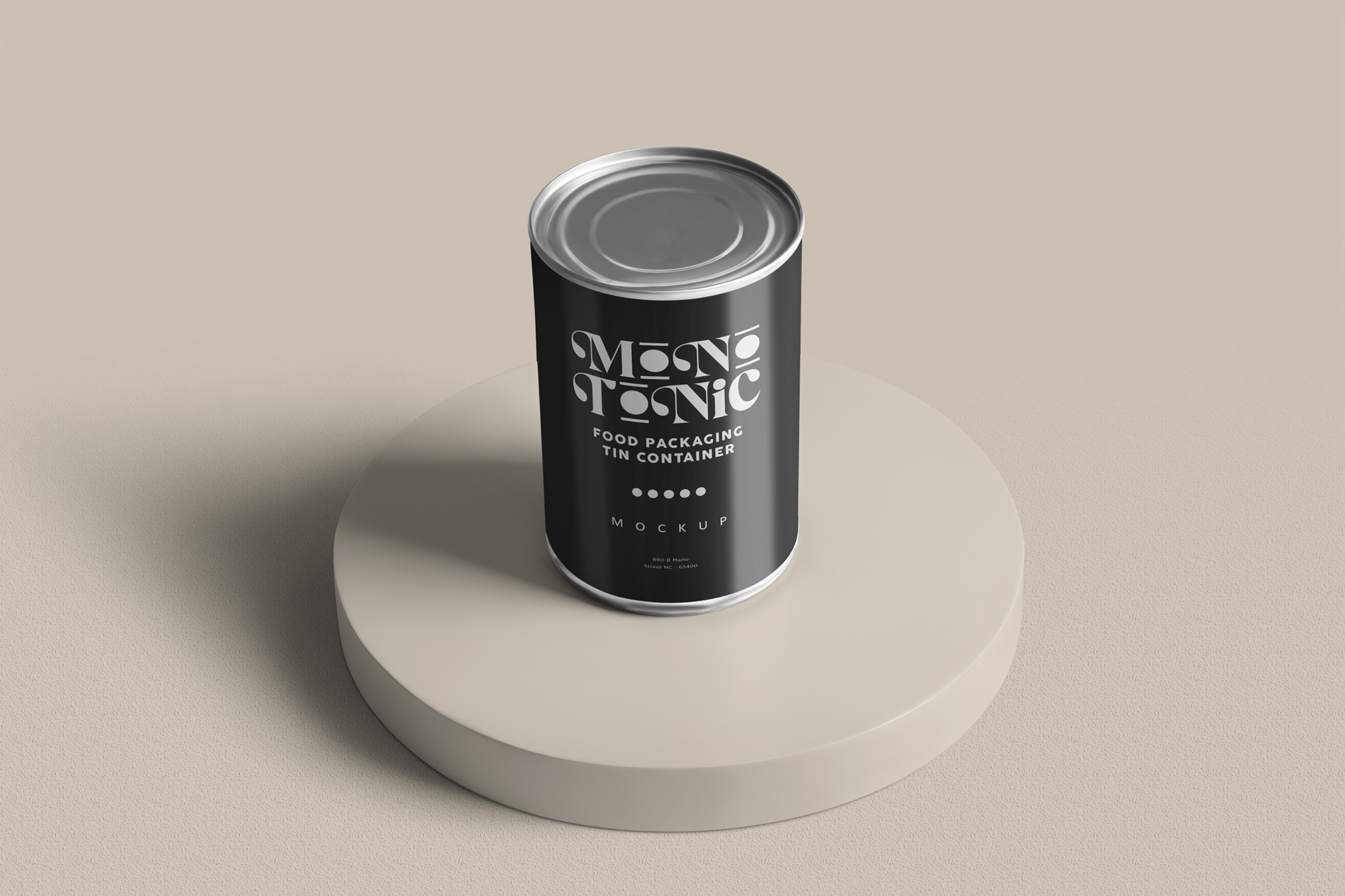 Standing Food Can Mockup with Flat Lid