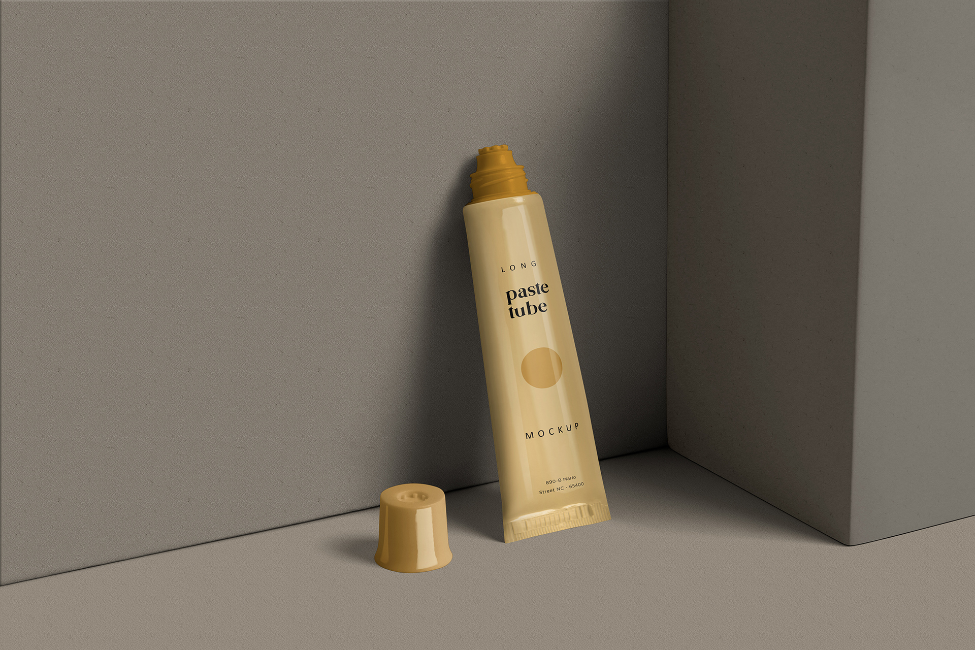Open Cap Long Paste Tube Mockup