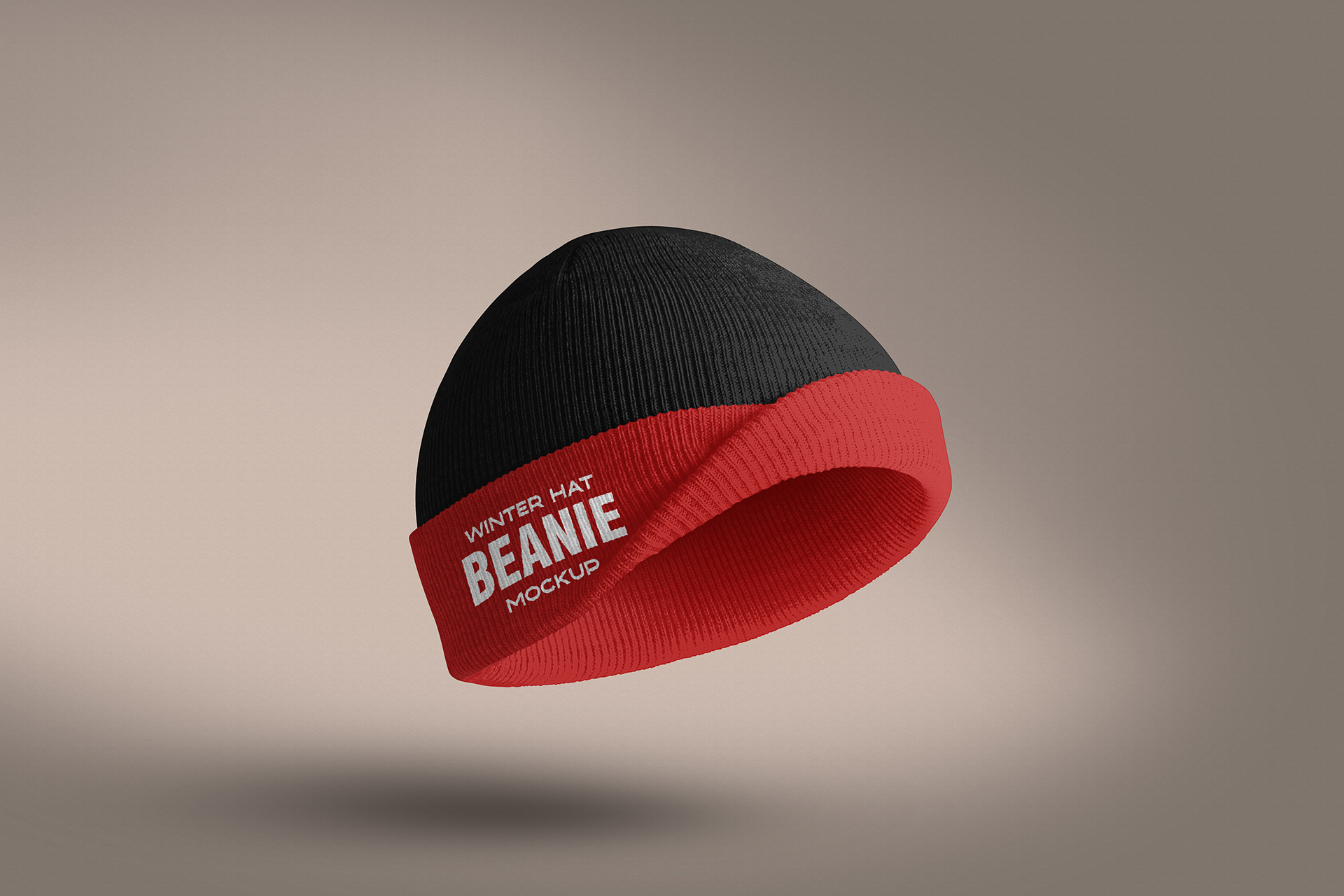 Folded Cuff Beanie Hat Mockup with Logo Area