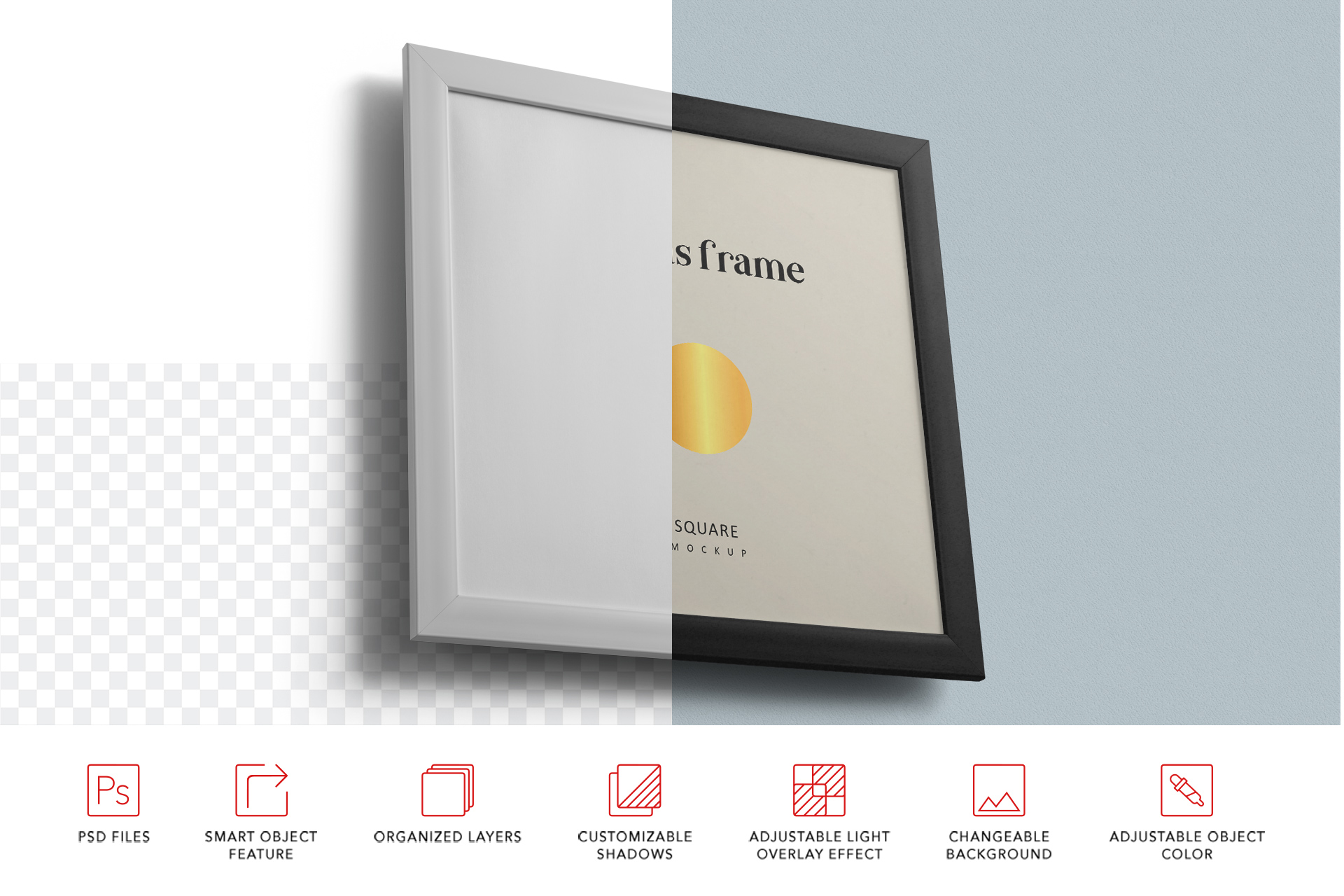 Wall-Mounted Canvas Frame Mockup Side View
