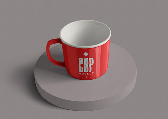 Top View Red Coffee Cup Mockup