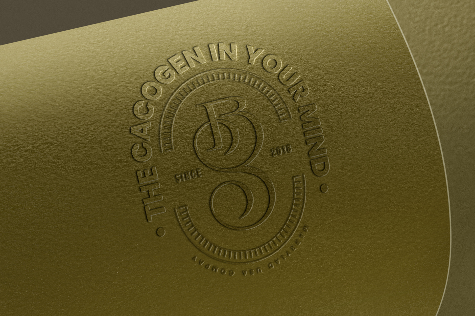 Debossed Logo Mockup on Olive Textured Paper
