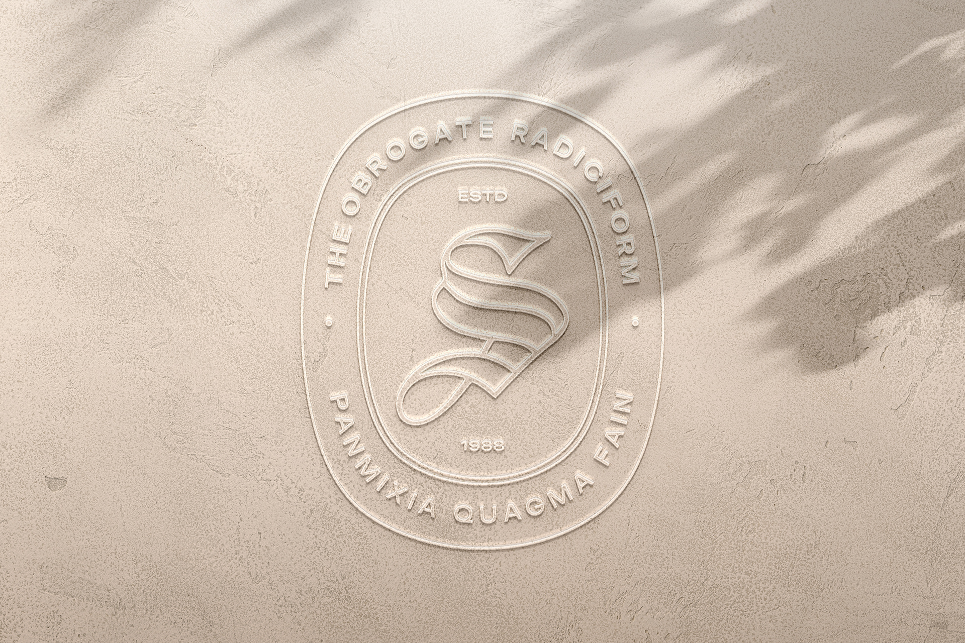 Embossed Stamp Logo Mockup on Wall Texture