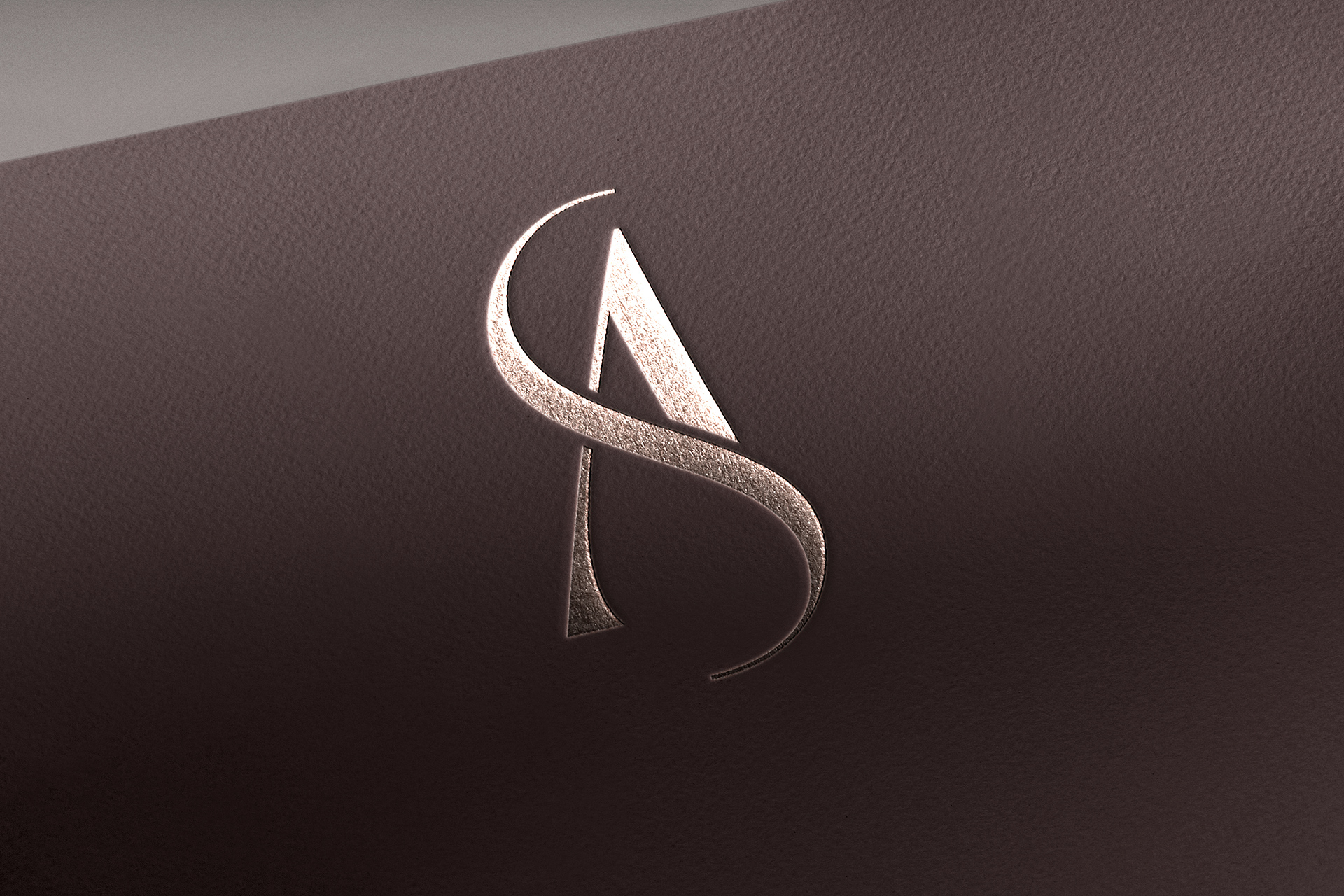 Rose Gold Logo Mockup on Dark Paper Texture