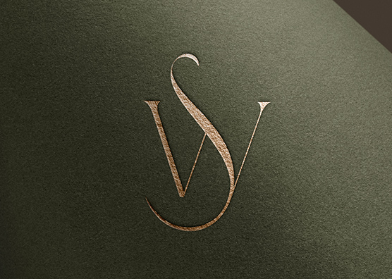 Gold Foil Monogram Logo Mockup on Green Paper