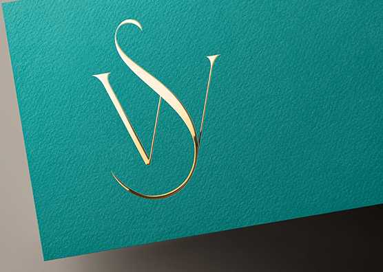 Gold Foil Monogram Logo Mockup on Teal Paper