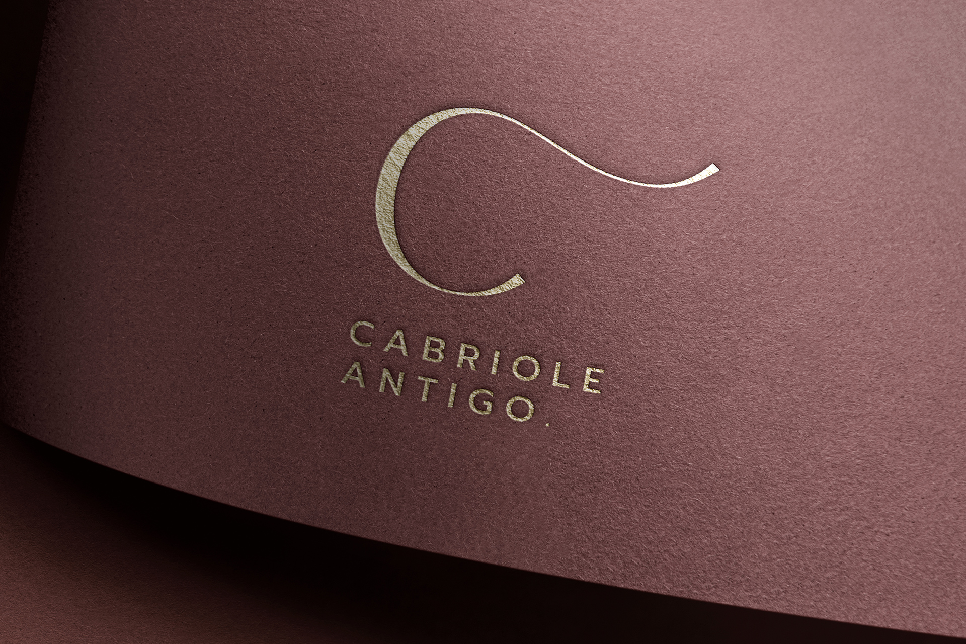 Gold Foil Minimal Logo Mockup on Maroon Paper
