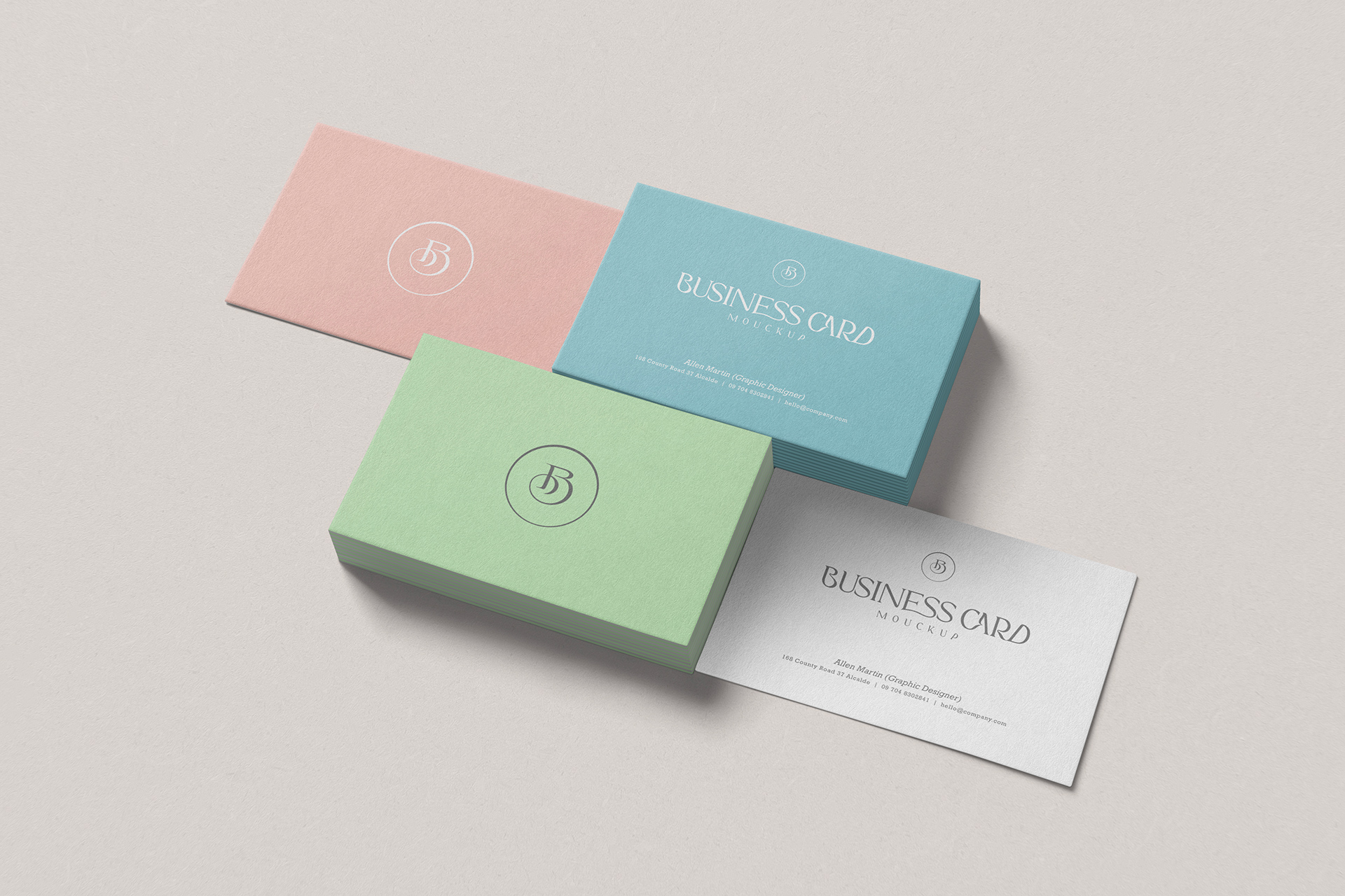 Pastel Stacked Business Card Mockup