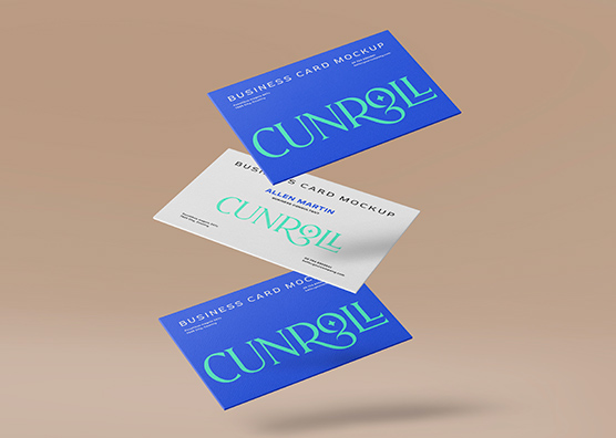 Floating Business Card Mockup PSD Template
