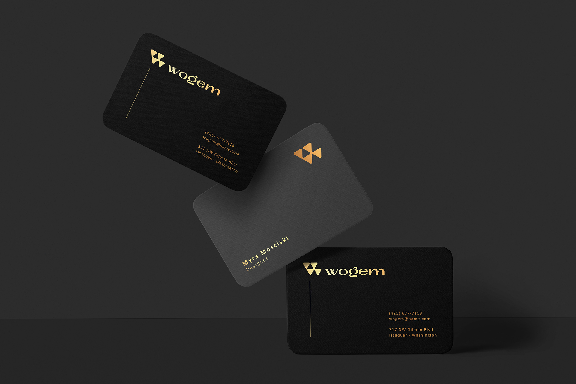 Luxury Black Business Card mockup with Gold Foil