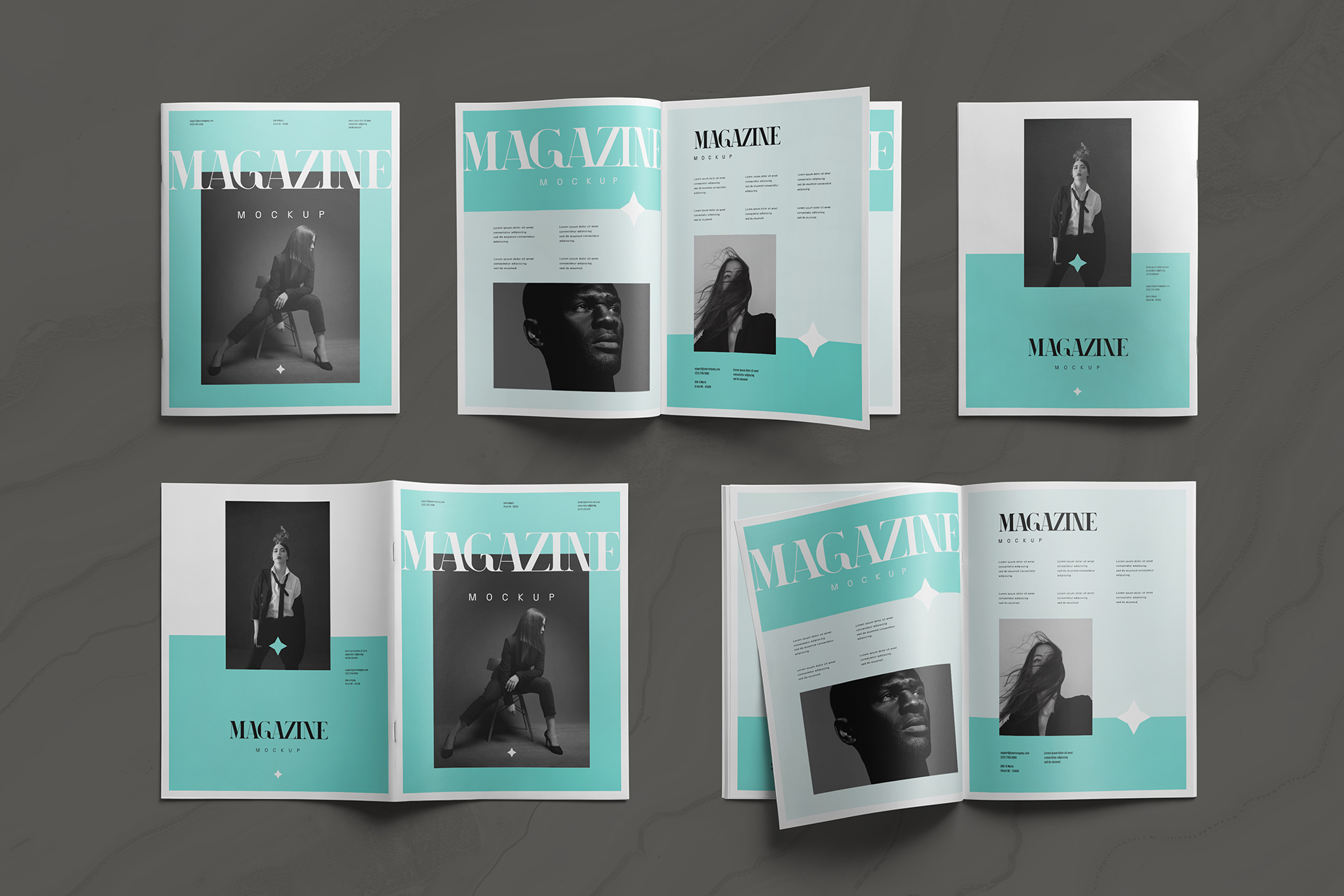Stylish Magazine Mockup Set PSD