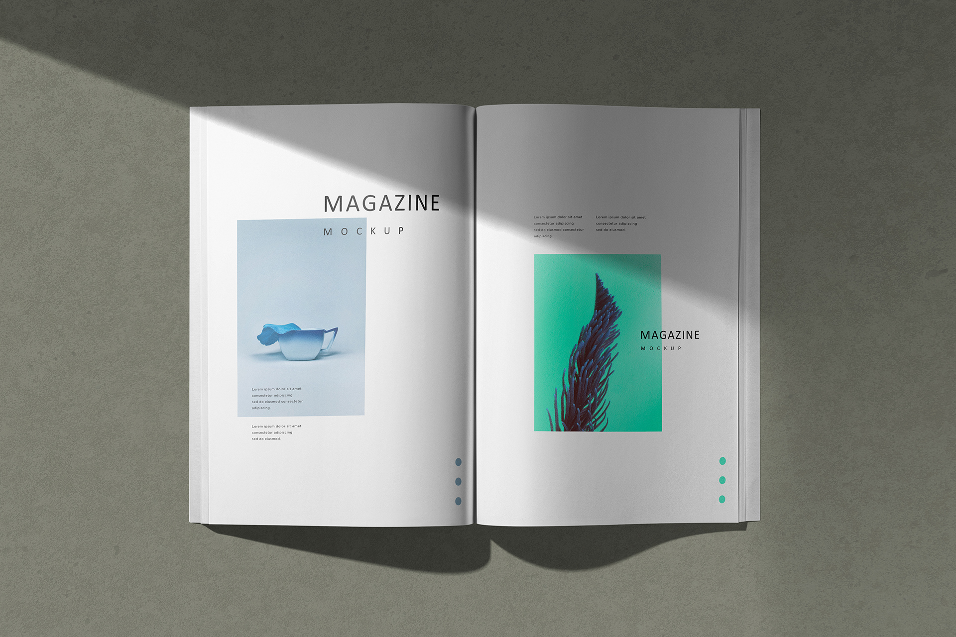 Flat Lay Magazine Spread Mockup PSD